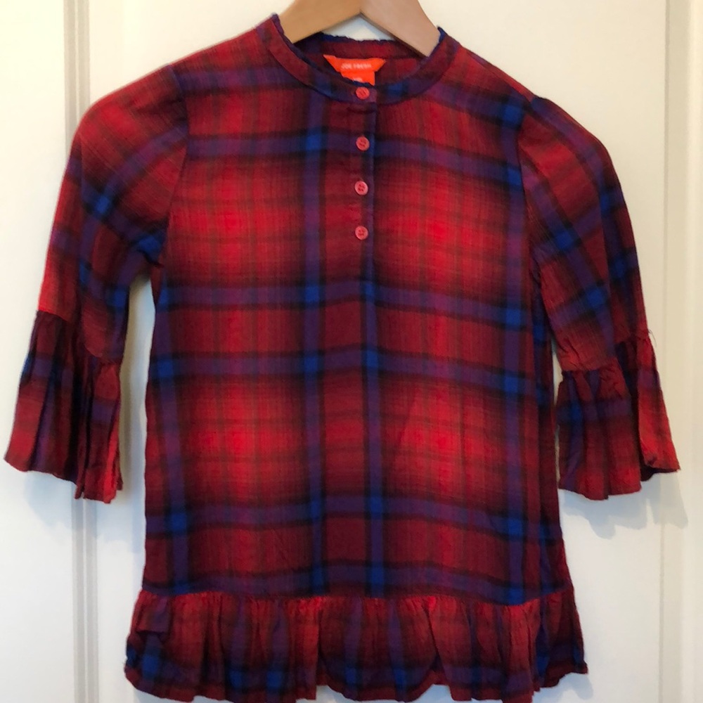 🌻4/$20 NWT Girls plaid top with ruffle detailing